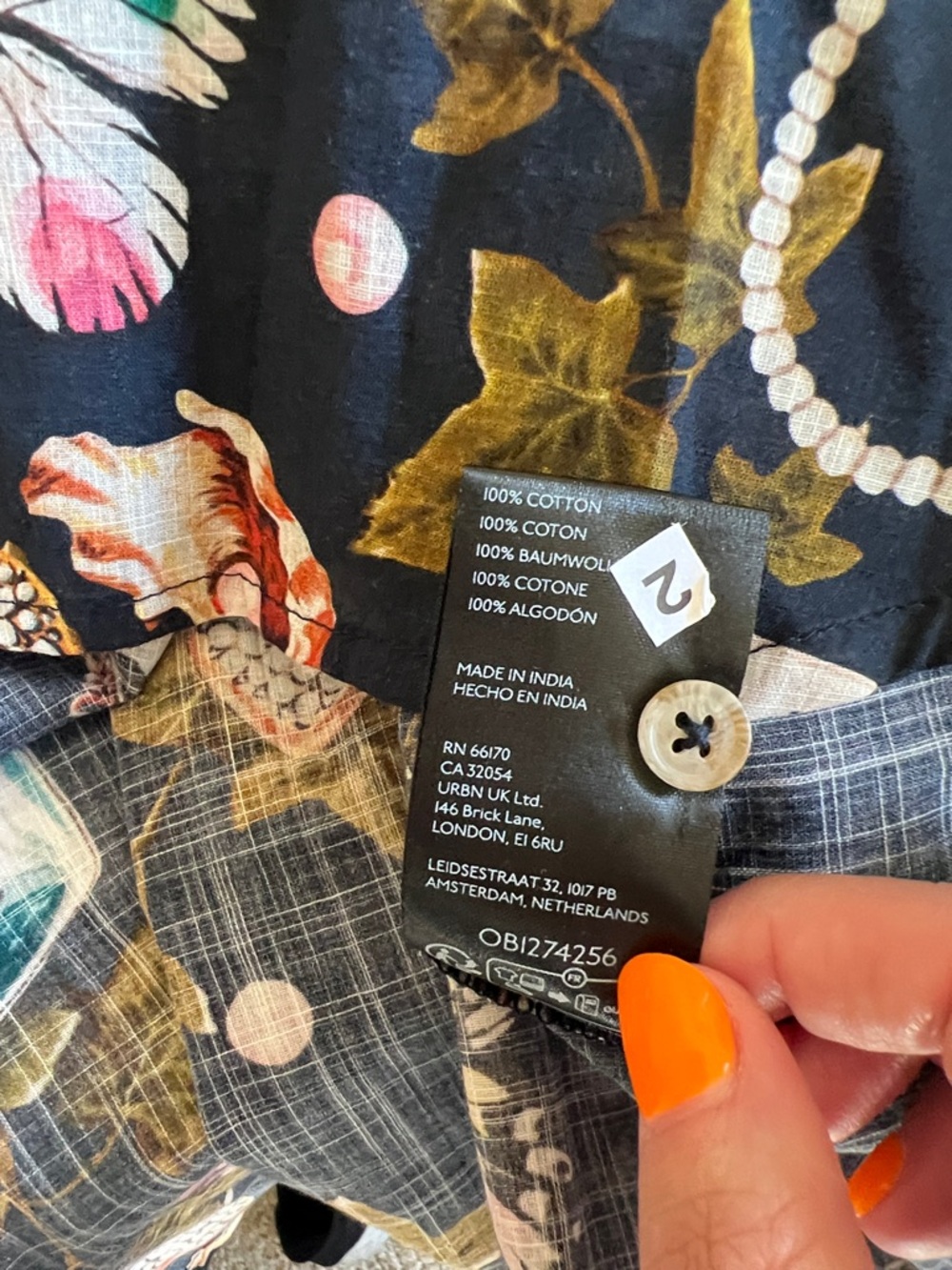 Maeve Navy Floral & Jewelry Print Button-Up Blouse - Picture 4 of 4